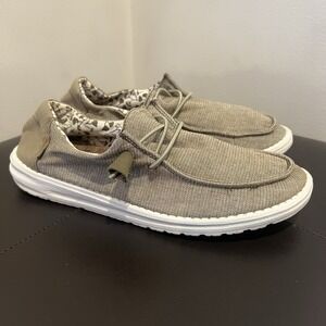 Hey Dude Wendy Chambray Sage Lightweight Women's Slip On Shoes Size 8